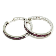 Love circle cz silver plated hoops earrings