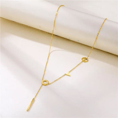 Love spelled necklace in 18k of gold plated chains