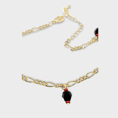 Lucky figaro charm red and black beads 18kts of gold plated bracelet bracelets