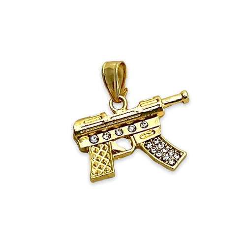 Machine gun pendant in 18kts of gold plated charms