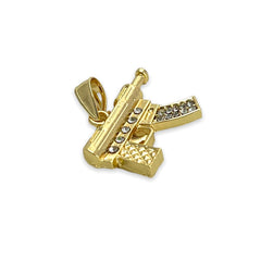 Machine gun pendant in 18kts of gold plated charms
