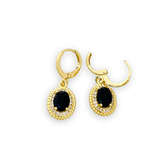 Mara oval shape black huggies earrings in 18k of gold plated earrings