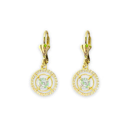 Maria circular clear stone lever-back 18k of gold plated earrings earrings