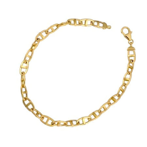 Half baguette stones half paperclip bracelet in 18kts gold plated
