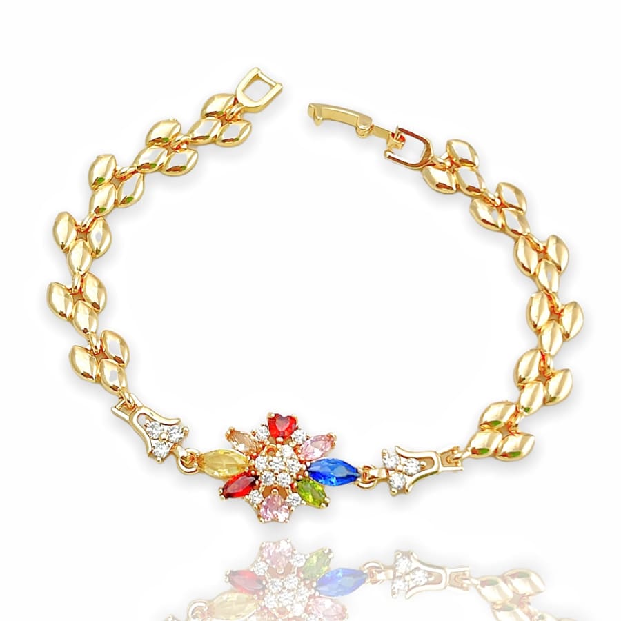 Marita cz multicolor flower bracelet 18 kts of gold plated bracelet