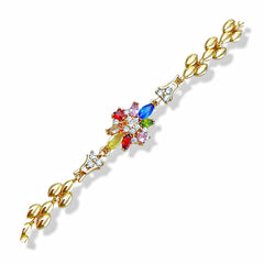 Marita cz multicolor flower bracelet 18 kts of gold plated bracelet