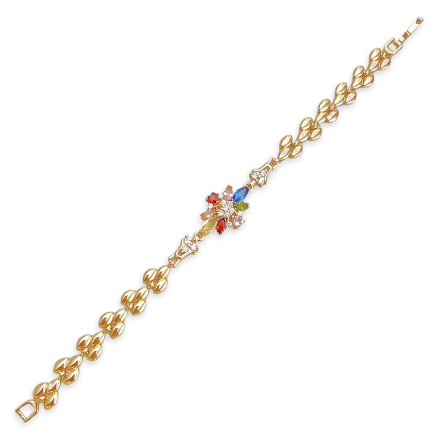 Marita cz multicolor flower bracelet 18 kts of gold plated bracelet