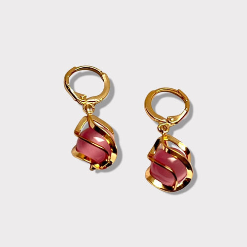 Marla’s pink bubbles earrings in 18k of gold plated