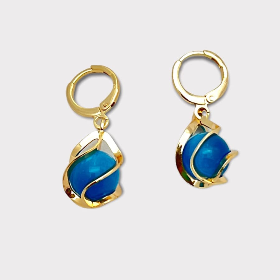 Marla’s sky blue bubbles earrings in 18k of gold plated blue earrings