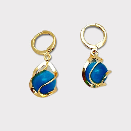 Marla’s sky blue bubbles earrings in 18k of gold plated
