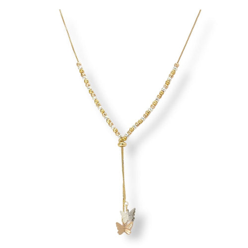 Mimi butterfly charm adjustable necklace in 18k of gold plated chains