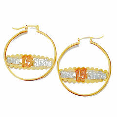 Mis quince anos earrings hoops 18kts of gold plated earrings