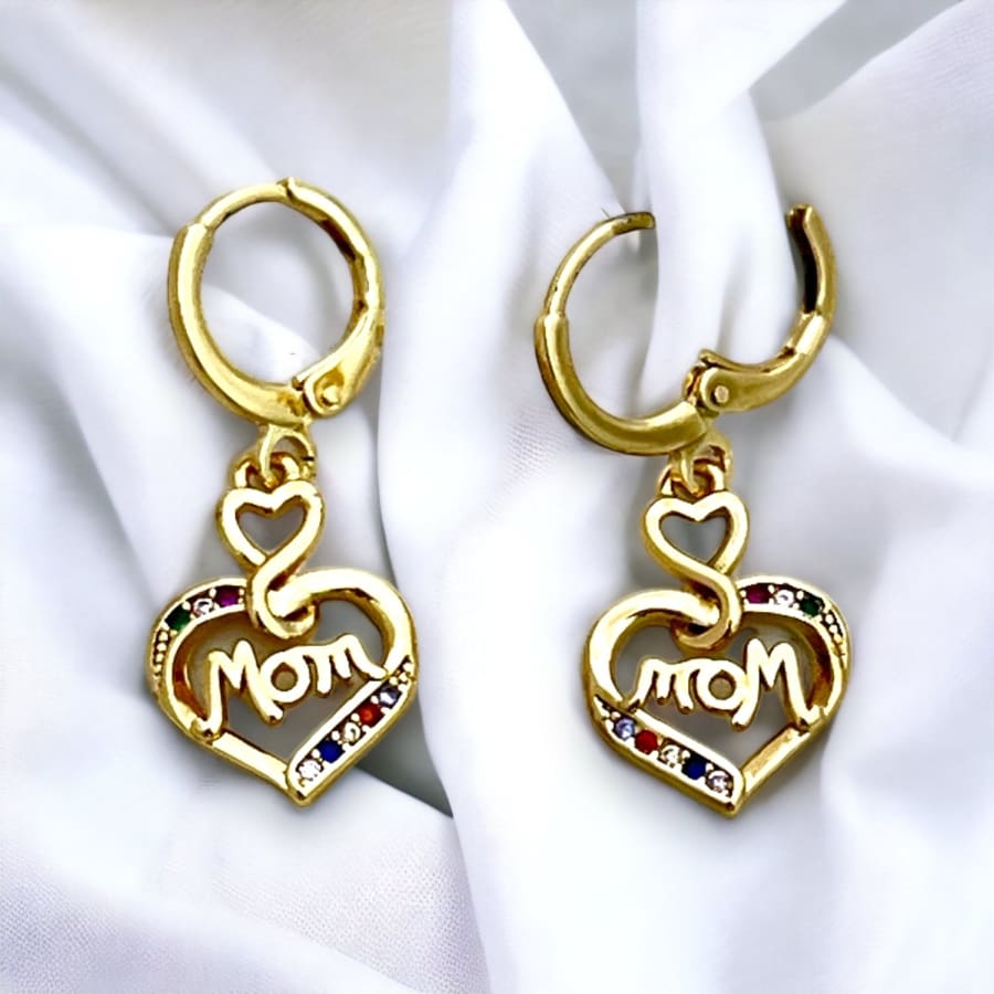 Mom heart earrings gold-filled earrings