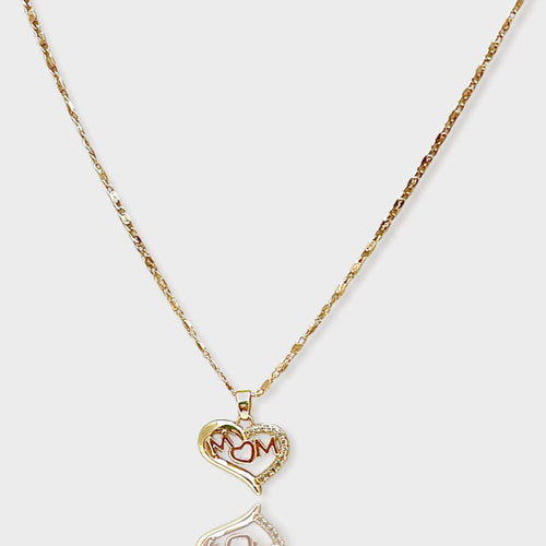 Mom ‘s heart necklace 18kts gold plated charms