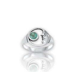 Moon face turquoise sterling silver ring ring