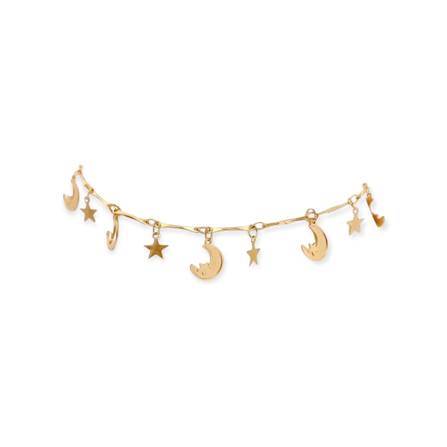 Moon star charms chain anklet 18k of gold plated anklet