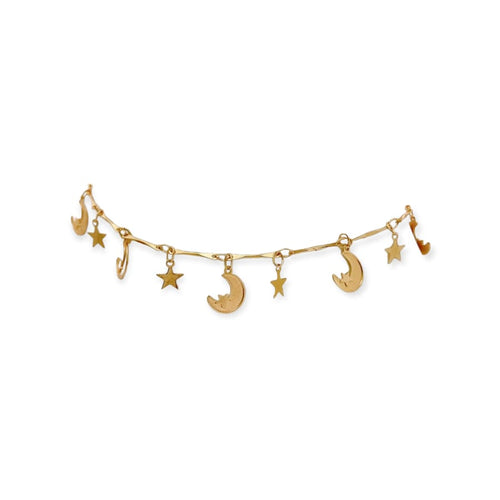Moon star charms chain anklet 18k of gold plated anklet