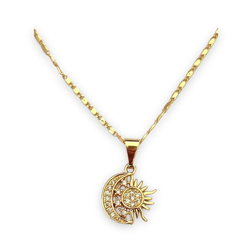 Moon sun and stars in 18k of gold plated chain necklace chains