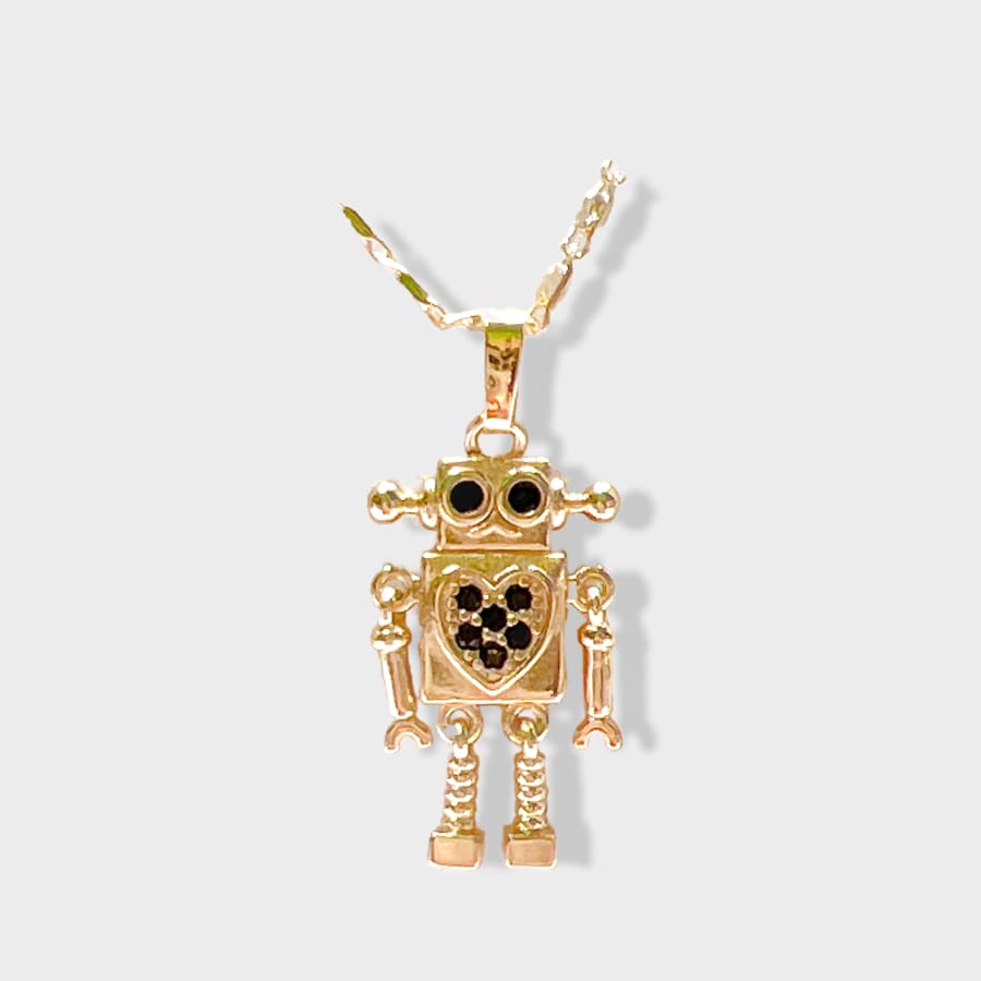 Movable robot necklace gold - filled necklaces