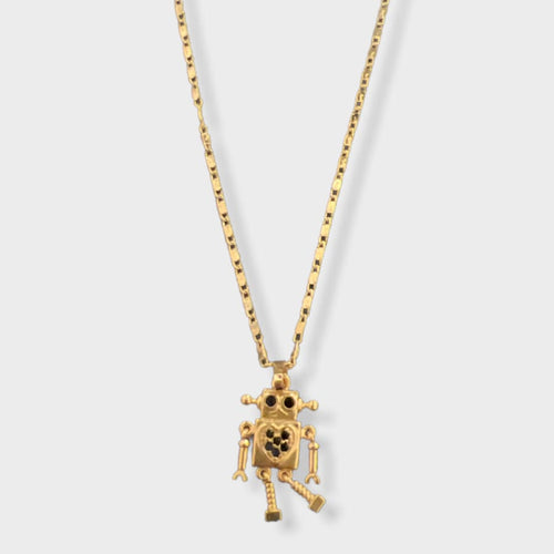 Movable robot necklace gold - filled necklaces