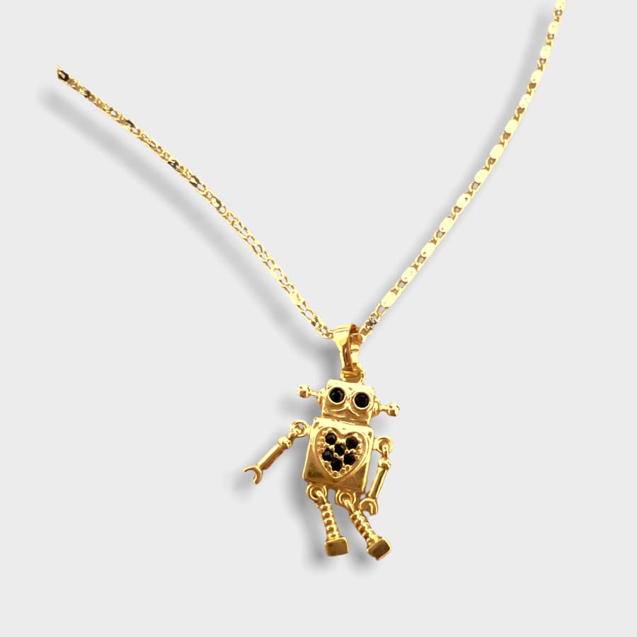 Movable robot necklace gold - filled necklaces