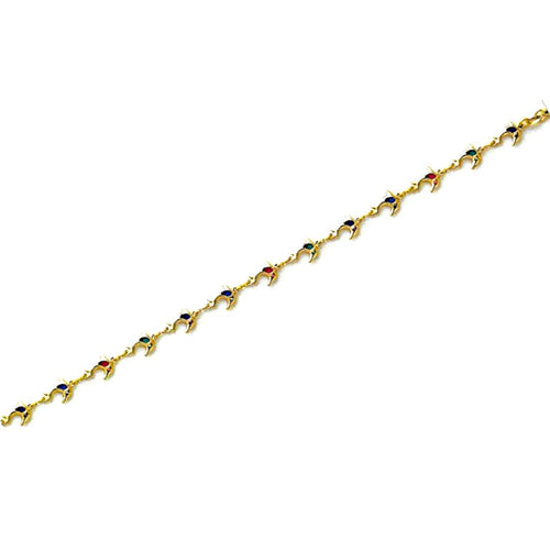 Multi-color dolphins anklet 18kts of gold plated 10 anklet