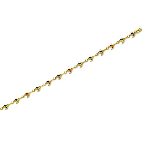 Butterflies multicolors anklet 18kts of gold plated