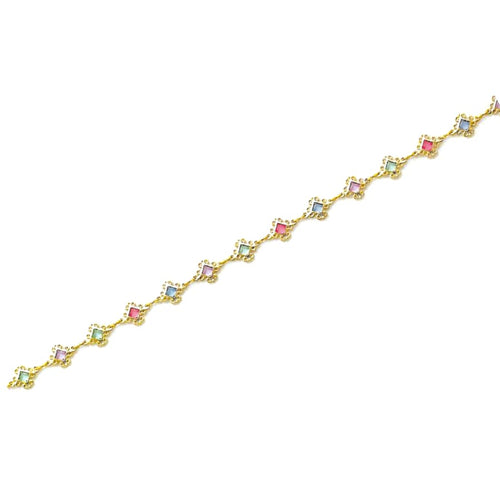 Multi-color squares anklet 18kts of gold plated 10