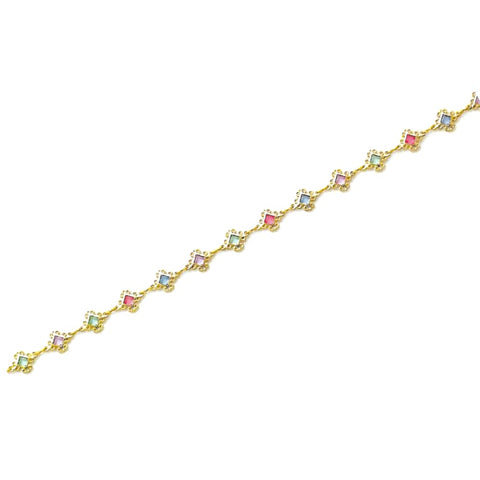 Multi-color dolphins anklet 18kts of gold plated