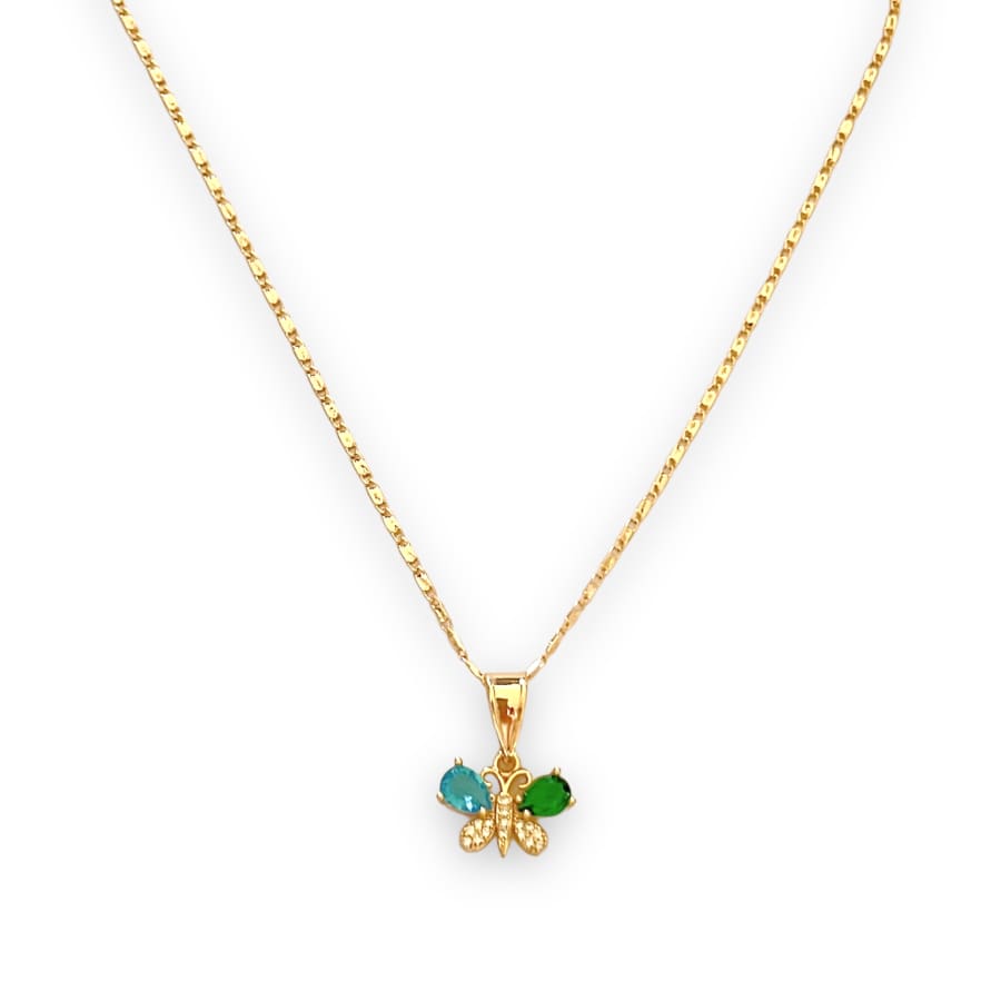Multicolor butterfly cz stones in 18k of gold plated chain necklace chains