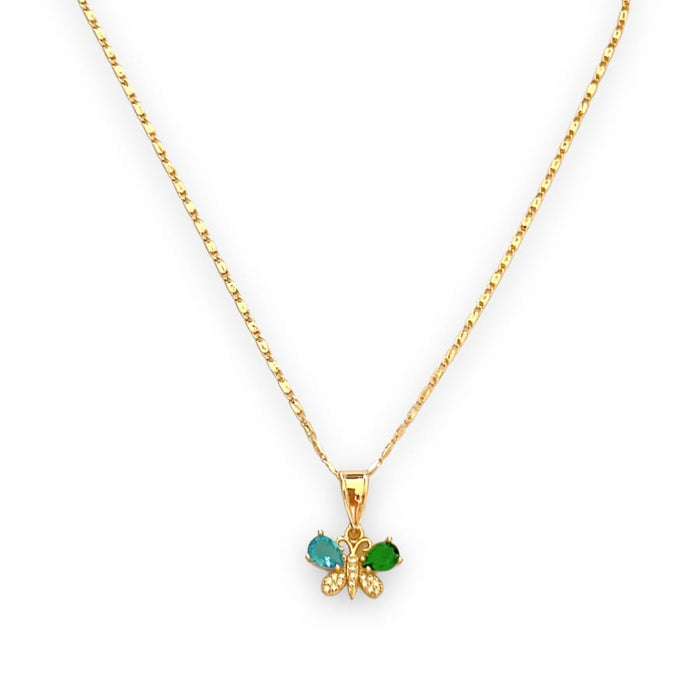 Multicolor butterfly cz stones in 18k of gold plated chain necklace chains