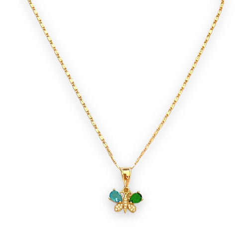 Multicolor butterfly cz stones in 18k of gold plated chain necklace chains