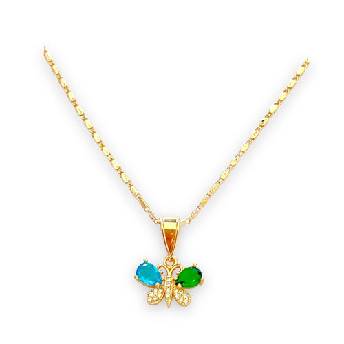 Multicolor butterfly cz stones in 18k of gold plated chain necklace chains