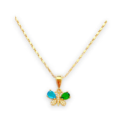 Multicolor butterfly cz stones in 18k of gold plated chain necklace chains