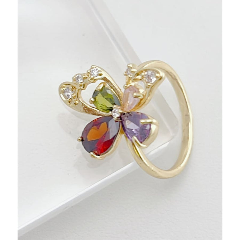 Multicolor butterfly ring 18k of gold plated rings
