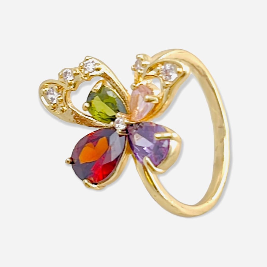 Multicolor butterfly ring 18k of gold plated rings