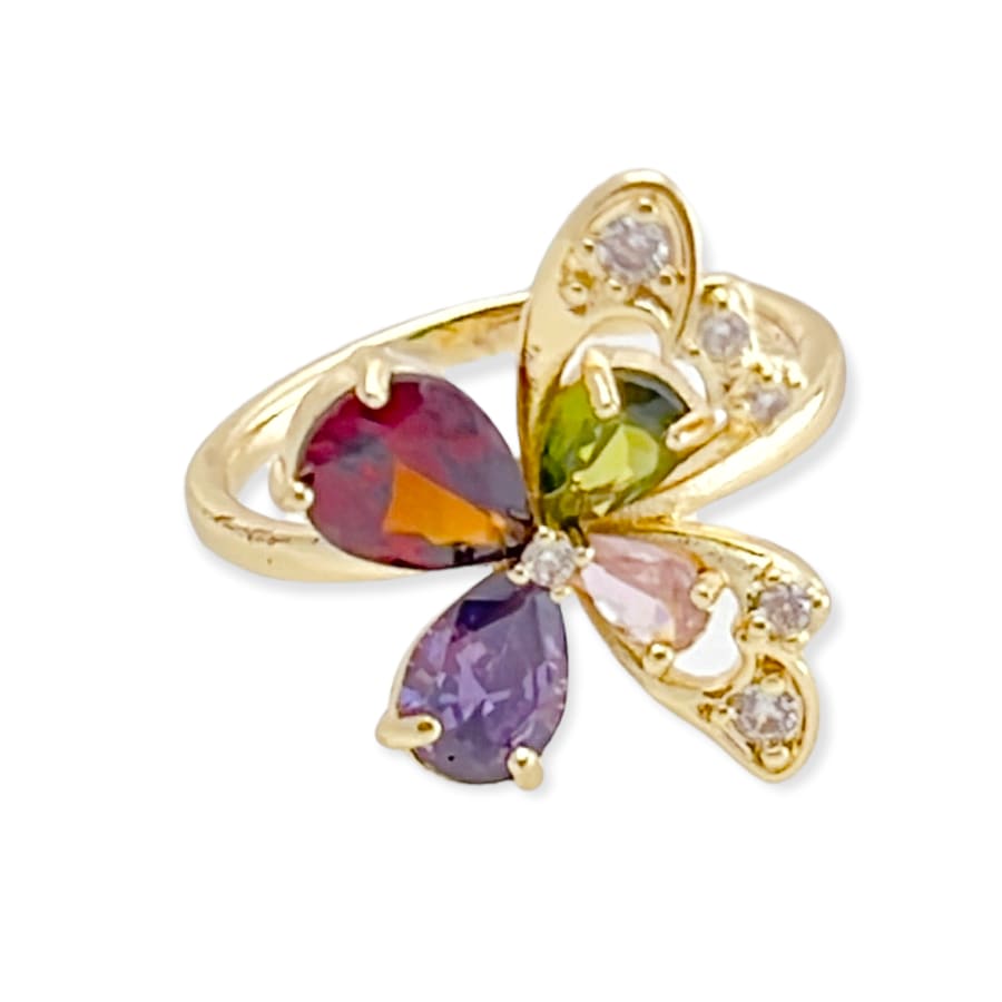 Multicolor butterfly ring 18k of gold plated rings