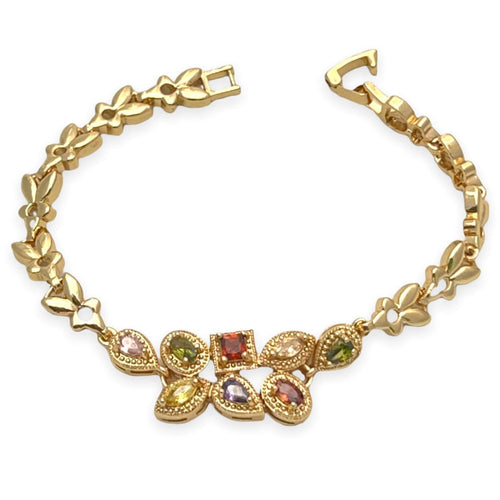 Multicolor crystals bracelet in 18kts of gold plated bracelets