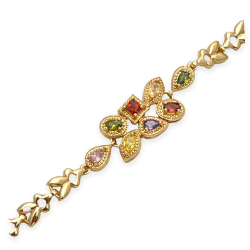 Multicolor crystals bracelet in 18kts of gold plated bracelets