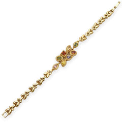 Multicolor crystals bracelet in 18kts of gold plated bracelets
