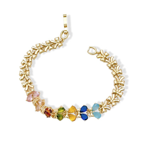 Multicolor oval shape evil eye 18kts of gold plated bracelet