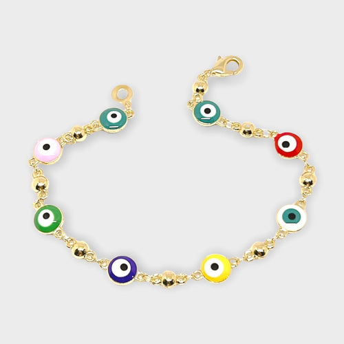 Multicolor evil eye 18kts of gold plated bracelet bracelets