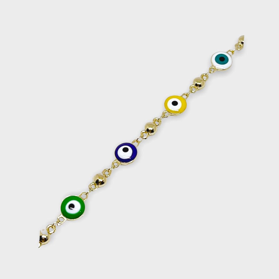 Multicolor evil eye 18kts of gold plated bracelet bracelets