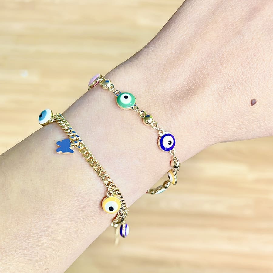Multicolor evil eye 18kts of gold plated bracelet bracelets
