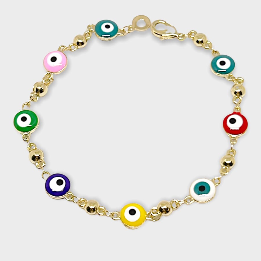 Multicolor evil eye 18kts of gold plated bracelet bracelets