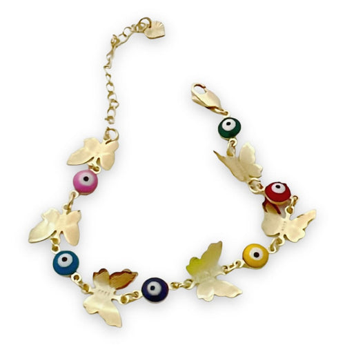 Multicolor evil eye butterfly 18kts of gold plated bracelet bracelets