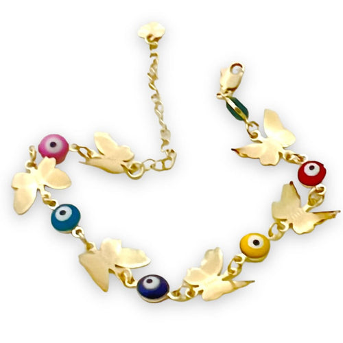 Multicolor evil eye butterfly 18kts of gold plated bracelet bracelets