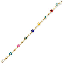 Multicolor flower evil eye 18kts of gold plated bracelet bracelets