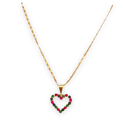 Cz black and pink clover petals and crystals white pendant necklace in 18k gold filled