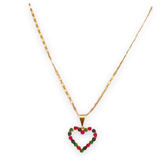 Multicolor hearts stones in 18k of gold plated chain necklace chains